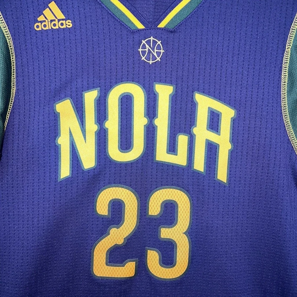 adidas Anthony Davis New Orleans Pelicans Jersey Youth Sz L 14-16 Mardi Gras Tee